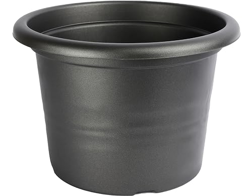 Garronda Blumentopf rund Kunststoff für Blumen und andere Pflanzen GD-0022 (Graphite, ⌀ 34cm H 24cm) von Garronda