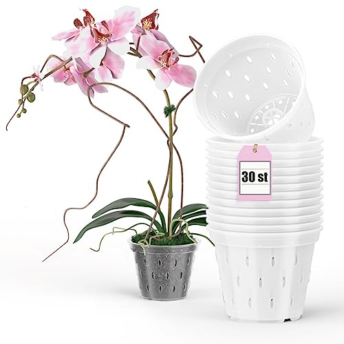 Garten lux 30er-Set Orchideentopfe Transparent D14cm H11cm - Kunststoff Orchideentöpfe mit Löchern-Mesh Pot für Orchideen für den Innenbereich-1L von Garten lux