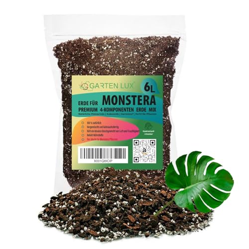 Premium Monstera Erde – 6L- 4-Komponenten Erde für Monstera – schnell entwässernde Erde für die Aufzucht und Umpflanzung von Pflanzen. von Garten lux