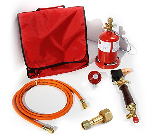 PROFI Dachdecker Lötkolben-Set - Weichlötgarnitur mit Lötkolben, Kleinstflasche, Gasschlauch, Druckminderer, Tasche und Umfüllstutzen (Lötset, Lötbedarf, Kleinstflasche) von Gas-Shop-24