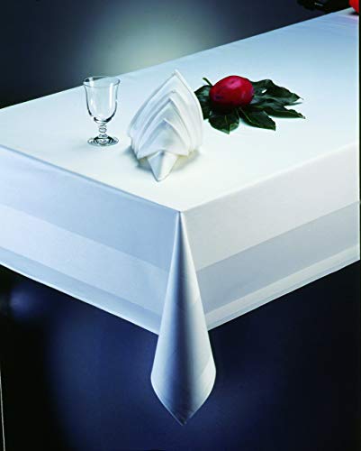 Gastro Uzal Damast Tischdecke weiß mit Atlaskante für Gastronomie- 130 x 220 cm - bei 95°C waschbar, Tischtücher Weisse Tischdecke von Gastro Uzal