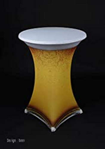 Gastro Uzal Stehtischhusse Stretch Bier Motiv, überwurf in weiß 65-72 cm rund, für Event, Gastronomie, Catering und Hochzeit von Gastro Uzal