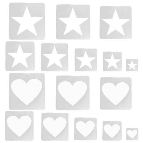 Gativs Sternschablonen und Schablonen Herzform 16 Stück Sterne Schablone zum Malen Herzschablonen zum Basteln Schablone Stern Herzförmige Schablonen Sternschablonen Wand zum Malen auf Wandfenstern von Gativs