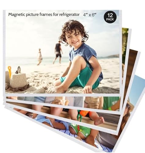 Gatphy 12 Stück Magnetischer Bilderrahmen 10x15cm Bilderrahmen für Kühlschrank Magnet Bilderrahmen Weiß Transparent Familie für Kühlschrankmagnete Postkarten Bilder Fotos von Gatphy