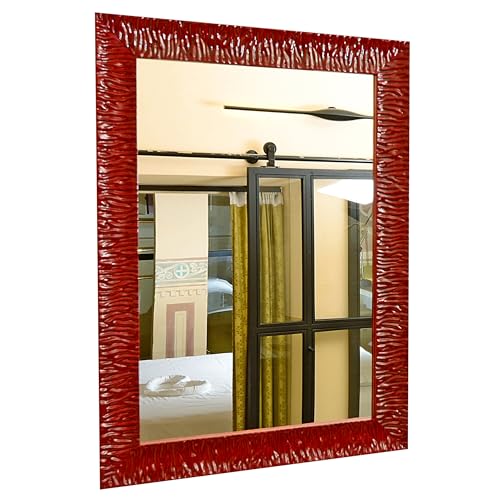 GaviaStore - Julie Rot 70x50 cm - Moderner Wandspiegel (18 Größen und Farben) groß Gross Wohnzimmer modern Wand Schlafzimmer Bad Eingang Spiegel von GaviaStore