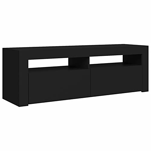 Gawany TV Schrank mit LED-Leuchten Lowboard Fernsehschrank Fernsehtisch Sideboard HiFi-Schrank TV Möbel Tisch Board Schwarz 120x35x40cm von Gawany