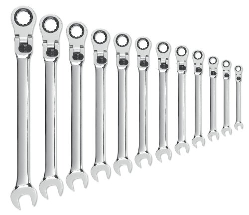 GearWrench 12-teiliges Ringmaulschlüssel-Set, 12-teilig, XL-Verriegelung, Flexkopf, Ratschenringschlüssel-Set, metrisch – 85698 von GearWrench