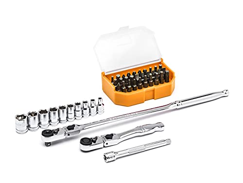 GEARWRENCH 81031 Mechaniker-Werkzeug-Set, 6-kant, Standard, metrisch, schmaler Kopf, 43-teilig von GEARWRENCH