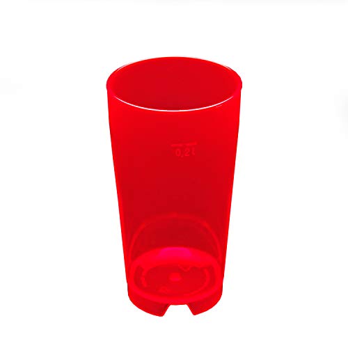 25 Stück 0,2L Mehrwegbecher Willybecher PC leucht rot transparent (stabil, bruchfest, CE Eiche, Made in Germany) von Gebr. Kohlmeier GmbH