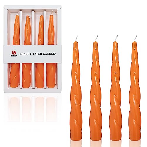 Gedengni Kerzenständer spiralförmige Spitzkerze, 19cm Mischkerzen Stäbchen orangefarbene gedrehte Kerzen kurze Spitzkerzen für Zuhause Hochzeiten Partys Frauen Geschenke (12D4PC-ORANGE) von Gedengni