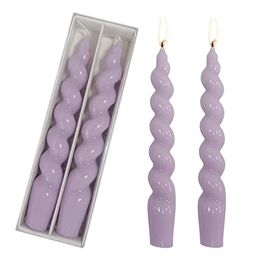 Gedengni lange kerzen Violett- 2Stück- 18.5 x 2 cm Spiralkerzen Stabkerzen Spitzkerzen für Hochzeitsessen schmücken Geschenke für Frauen von Gedengni