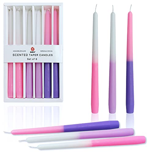Gedengni Kegelkerzenhalter mit Lavendelduft, 6 Stück, Aromatherapie-Kerzen, 25,4 cm, Farbverlauf, Kegelkerzenhalter für Heimdekoration von Gedengni
