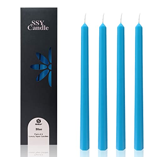 Spitzkerzen, blaue Kerzenständer, 30,5 cm hoch, moderne Spitzkerzen, Bienenwachskerzen-Sets, handgefertigte lange Kerzen für Heimdekoration, Einweihungsgeschenkidee, 4 Stück (15#-blau) von Gedengni