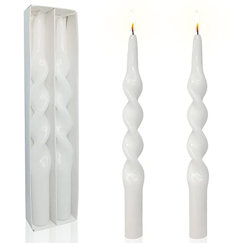 Gedengni Spitzkerzen weiße Kerzenständer Set mit 2 gedrehten Kerzenständern spiralförmige Spitzkerzen 2cm lang gedrehter Kerzenhalter für Heimdekoration Urlaub Party Frauen Geschenke von Gedengni