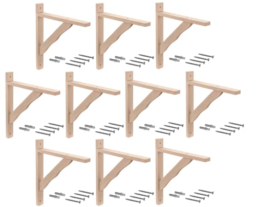 Gedotec Holzkonsole aus Buche | Regal-Halter geeignet für Bücherregale | BORK | 230x170 mm | 10 Stück Regalwinkel aus massivem Naturholz Tragkraft bis 90 kg | Schwerlastträger für Wandregale von Gedotec