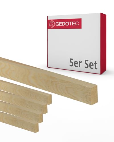 Gedotec Holzleisten - Holzbretter zum bauen Bastelklötzchen 100 cm lang | 5 Stück 5 x 13 mm | BASIC | vielseitiges Holz zum Basteln von verschiedenen Objekten - für Fensterbank Verkleidung innen von Gedotec