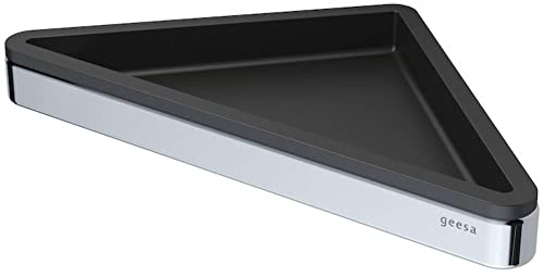 Geesa Frame Eckablage, Duschablage aus Messing/Kunststoff, Farbe: Schwarz/Chrom, 230 x 25 x 170 mm von Geesa
