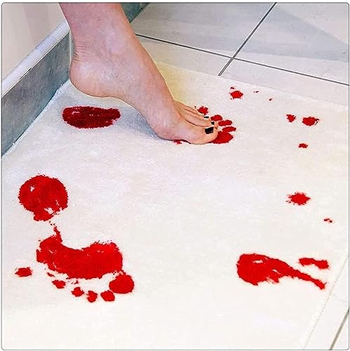 Halloween Badematte Bloody Footprint Badematte ändert die Farbe wenn sie nass ist Rutschfester Teppich Halloween erschrecken Ihre Freunde Bettlaken für Dusche/Bad Geschenk (Weiß) von Gehanico