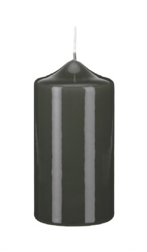Gelackte Kerzen Stumpenkerzen Klarlack - hochglänzend Grau 15 x 8 cm, 4 Stück, Exclusive besondere Kerzen von VELAS