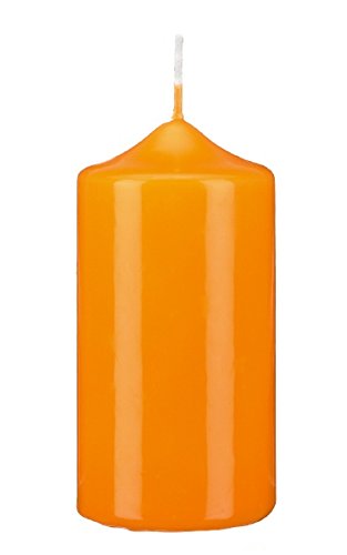 Gelackte Kerzen Stumpenkerzen Klarlack - hochglänzend Mandarin (orange) 20 x 8 cm, 2 Stück, Exclusive besondere Kerzen von VELAS