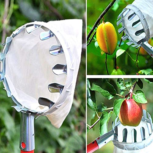 Obstpflücker HAMON Fruit Picker Erntehelfer mit Stoffbeutel Outdoor Pick Tool Metall Obstpflücker Erntekopf zum Ernten von Früchten in Großer Höhe 14CM von HAMON