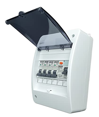 RoadEu - Leitungsschutzschalter - Stromverteiler 230V mit Fi Schutzschalter - Sicherungsautomat "C" 16A und 10A in einem Verteilerkasten Aufputz von RoadEu