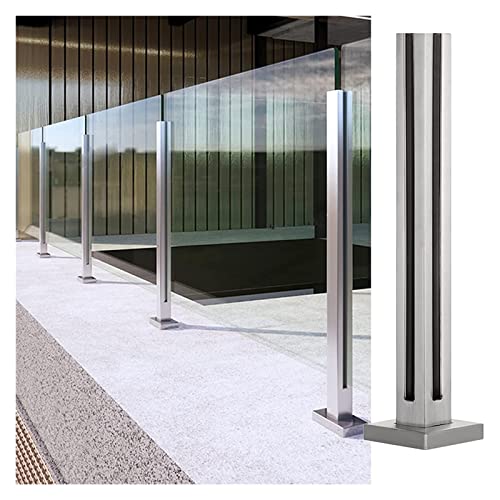 Quadratische Glaspaneelsäule, robustes 304-Edelstahl-Geländersystem für 3/8" oder 1/2" Glas, silberner Zaunbalusterpfosten (Eckpfosten, Höhe 105 cm/41,3 Zoll) von Generic