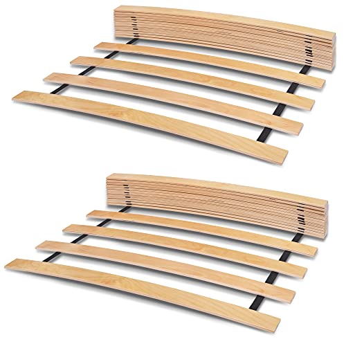 WOODRAM Rollrost 200x200 cm (2x100cm) für Bett - Hochwertiger Rolllattenrost 17 Gebogene Birkenholzlatten mit Band verbunden.Lattenroste holzlatten Klappbar Bestimmt für Feder- sowie Schaummatratzen. von WOODRAM
