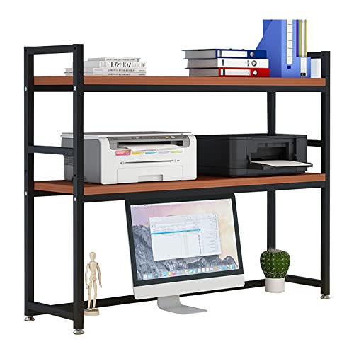 Verstellbares Display-Regal, Organizer, 2 Etagen, Desktop-Bücherregal für Computertisch, Holz-Arbeitsplatte, Hutch-Bücherregal (C 75 cm) von Generic