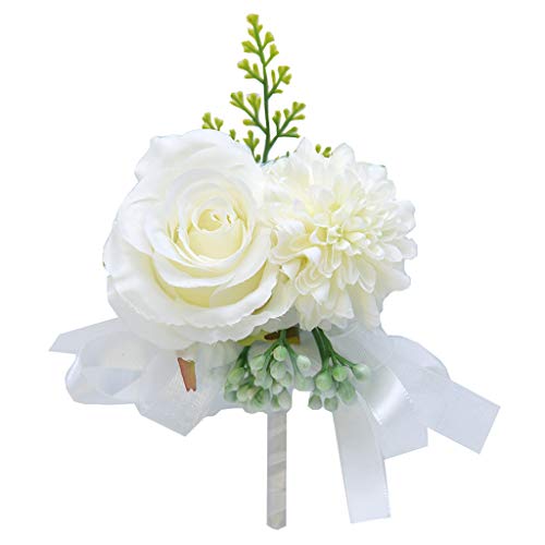 Yichtllk Handgemachte Braut Bräutigam Hochzeit Boutonniere Pin Künstliche Rose Sonnenblume Fake Berwhite von Generic