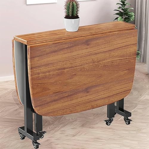 Ausziehbarer rechteckiger Klapp-Esstisch aus Holz mit beweglichen Rädern – ideal für kleine Räume, Esszimmer und Küche von Generisch