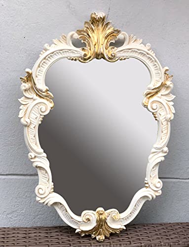Generisch Dekorativer Barock Wandspiegel Gold ovaler Spiegel antik Wandspiegel Antik Oval Vintage Badspiegel Barock Shabby 49X33 Rokoko C443 (Beige Gold) von Generisch