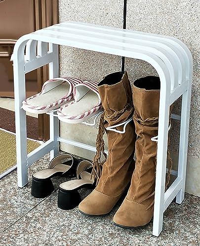 Generisch Minimalistisches Schuhregal aus Metall im japanischen Stil, kombinierter, sitzbarer Schuhschrank, 2-stufiger Aufbewahrungshocker, Organizer für Flure, Türen, Hotels (17,4" B x 7,5 von Generisch
