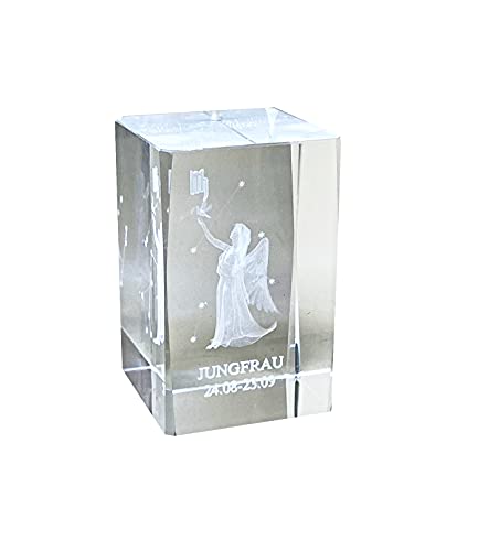 Jungfrau 3D Glas Kristall Quader XL Sternzeichen im Hochformat - von WWW.Vienna-Fashion.at - Wien Österreich Austria - Setzkasten Deko Vitrine (Jungfrau) von Generisch