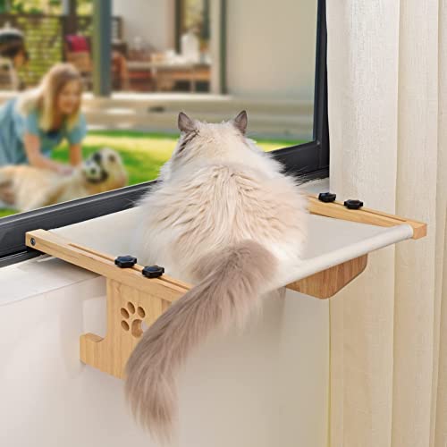 Katzen-Fensterstange, Katzen-Fensterbett für Indoor-Katzen, Holz- und Metallrahmen für Kätzchen, Fensterbank, Katzen-Sitzstange mit Bettbezug, Katzenfensterregal für Sitz und Bett, für Fensterbank, von Generisch