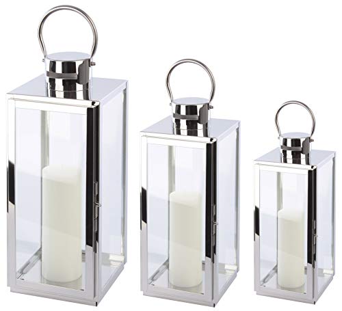 SEVICO Laterne XL Set 3 Gartenlaterne Metall Windlicht Laternen Deko Kerzenhalter Kerzenleuchter Kerzenständerr für Outdoor Wohnzimmer Garten Balkon Innen Indoor von SEVICO