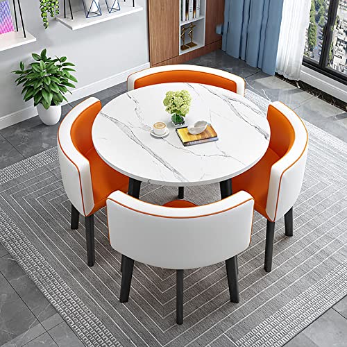Platzsparendes Set aus Esstisch und Stühlen – moderner runder Küchentisch für Home Office – 4 Stoffstühle – Empfangsspar-Set von Generisch