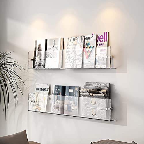 Transparente Acryl-schwebende Regale – 2 Stück, Wandmontage, Zeitschriftenständer für Zuhause und Büro, Badezimmer, Bücherregal und Broschürenhalter von Generisch