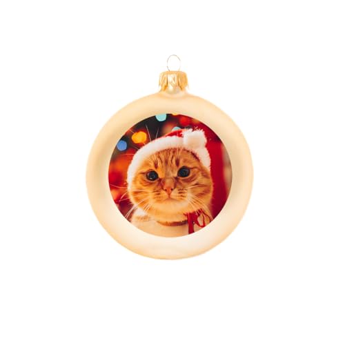 Weihnachtskugel individuell mit ihrem Text oder Foto - Ø 9cm aus Glas - Christbaumkugel mit Digitaldruck (Seidenmatt) (Gold, 1) von Generisch