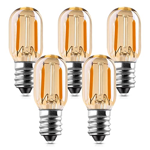 Genixgreen Glühbirne E14 Led Warmweiss 1W T22 Vintage Röhren Nachtlicht kühlschranklampe Ersetzt 10 Watt Glühlampen Equivalent, 2200K Nicht Dimmbar, 5er Pack von Genixgreen