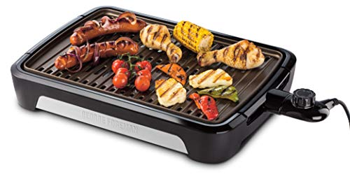 George Foreman Grill [Smokeless - 80% weniger Rauch] Tischgrill (raucharmer Indoor BBQ, spülmaschinenfesten Grillrost, Fettauffangschale, vertikale Verstaumöglichkeit, Temperatureinstellung) 25850-56 von George Foreman