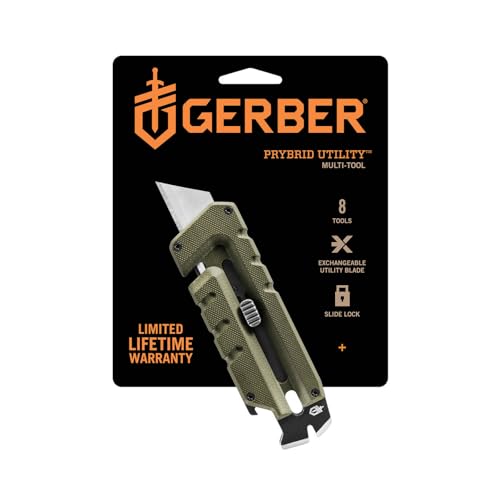 Gerber Multi-Tool mit 8 Funktionen, Prybrid-Utility, Grün, Edelstahl, 31-003746 von Gerber