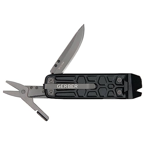 Gerber Multi-Tool mit 7 Funktionen, Messer mit glatter Klinge und Gürtelclip, Lockdown Slim Pry, Gusseisen/5Cr15MoV, Onyx, 30-001735 von Gerber