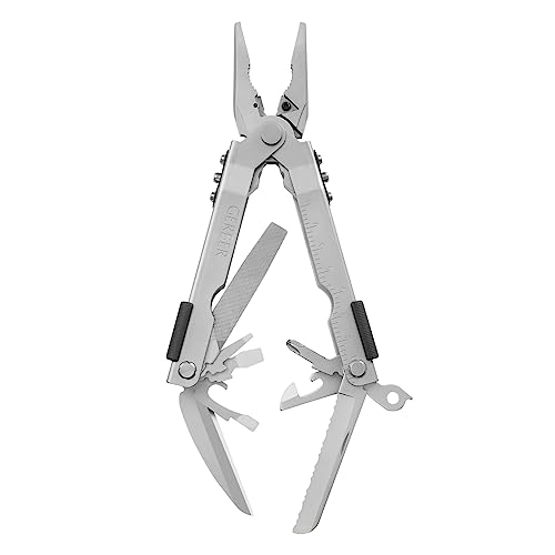 Gerber Multi-Tool mit zwei Messern und Leder-Scheide, MP600 Full-Size, Mit 14 Funktionen, Silber, 7530 von Gerber