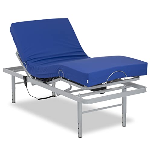 Gerialife - Pflegebett elektrisch verstellbar mit verstellbaren Beinen, Pflegematratze mit Kaltschaumkern und wasserdichtem Bezug HR (80x200) von Gerialife