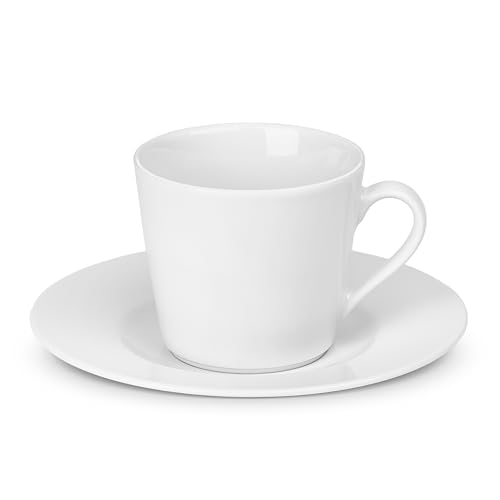Gerlach Modern Tassen-Set Mit Untertassen 12-Teilig Kaffeetassen 6 Stk Kaffeetasse Teetasse Aus Porzellan Kaffeeservice Für 6 Personen Kaffeebecher Weiss 200ml von Gerlach