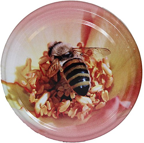 60 Stück 82er Twist Off Deckel Biene auf Rose von Germerott Bienentechnik
