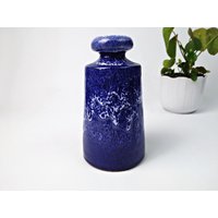 Blaue Vintage Vase Mit Laufglasur/Mid Century 50Er 18, 5cm Keramik Studiokeramik von Gernewieder
