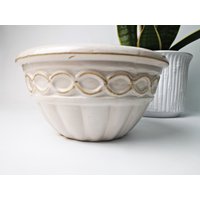 Flacher Vintage Übertopf Für Zimmerpflanzen/Blumentopf Keramik Boho von Gernewieder