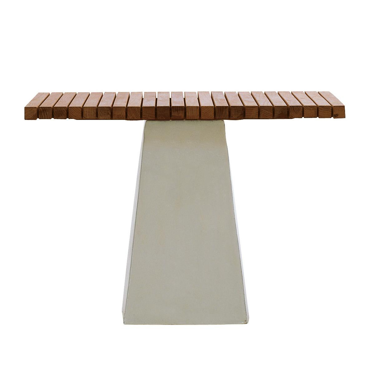 Gervasoni - INOUT 35 Gartentisch 89.5x89.5x71cm - teak/Tischplatte teak/Mittelfuß: 40x40cm/Mittelfuß Keramik weiß von Gervasoni